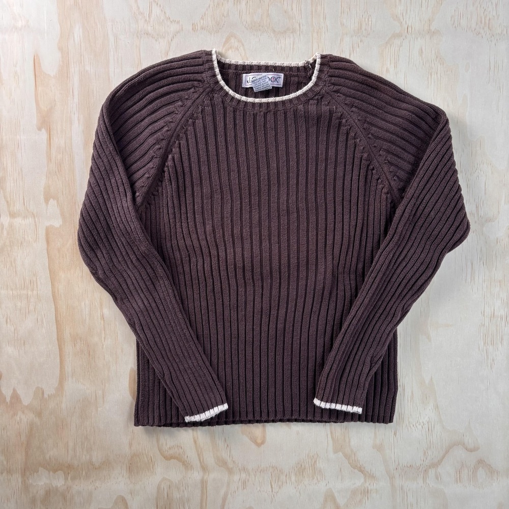 Vintage J.G. Hook Sweater Womens Medium Brown‎ Ribbed Knit Crewneck Pullover
